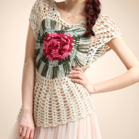 Sweaters - Sweater Hollow Hook Flower (hand made)